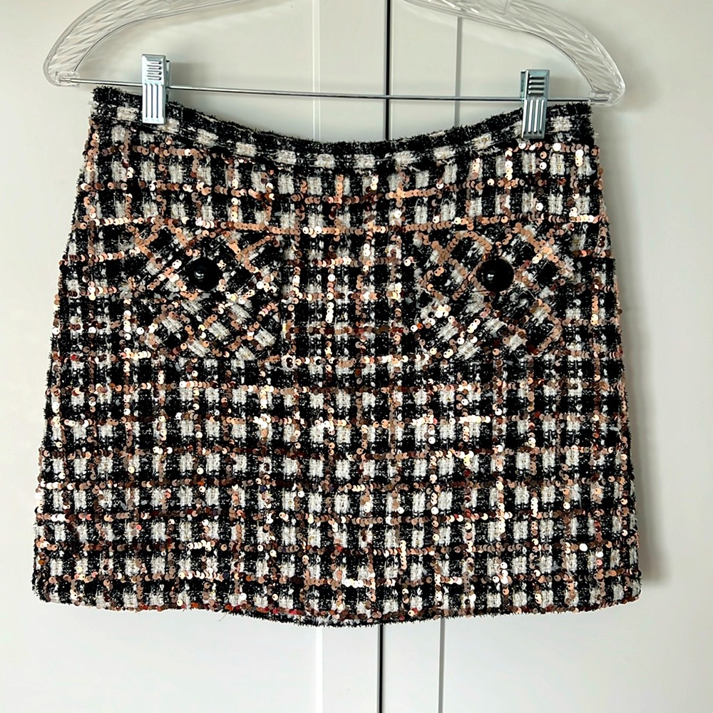 Le Superbe Monte Carlo Tweed Sequin Mini Skirt Size 6